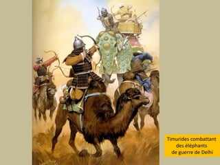 Timuridescombattantdes éléphantsde guerre de Delhi