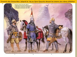 Ennemis des timourides: Jalayrid et  AqouQaraQoyunludevant les totems de crânesd’Akbhar