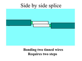 Side by side splice
Bonding two tinned wires
Requires two steps
 