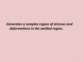 Generates a complex region of stresses and
deformations in the welded region.
46
 