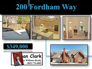 102 Claxton Farm LaneAnderson County$369,900 Danny SturdevanColdwell Banker Wallace & Wallace Realty865-405-8921