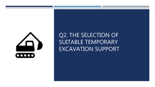 Q2. THE SELECTION OF
SUITABLE TEMPORARY
EXCAVATION SUPPORT
 