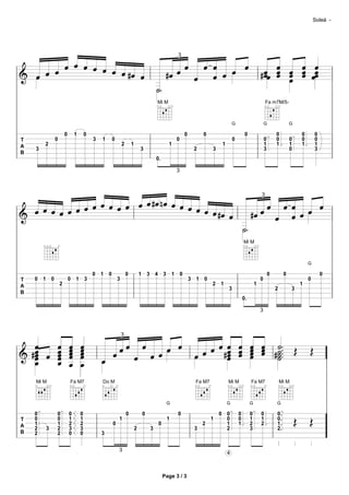 Soleá -




        U U U U U U                                                                                             UU U U U U U                                                      UU U U U UU
                                                                                                                        3



F U U U             U #U U                                                                                   #U   U U                                                            #U U U U U
                                                                                                                                                                                     U U U U
                                                                                                    V.
                                                                                                    Mi M                                                                             Fa m7M/5-



                                                                                                                                                            G                        G                G

                            0       1       0                                                                                   0           0                        0                       0                0       0
T                   0                           3   1       0                                                           0                                   0                        0       0        0       0       0
A       2                                                           2       1                                   1                                   1                                1       1        1       1       1
    3                                                                               3                                                   2       3                                    3                0               3
B
                                                                                                    0.

                                                                                                                        3




                  U #U % U U U U
    UUUUUUUUUUU U                                                                                                                                                            U UU     U
                                                                                                                                                                                 3


  U                              U U U #U                                                                                                                                #U U U U U U
F                                         U
                                                                                                                                                                    V.
                                                                                                                                                                    Mi M



                                                                                                                                                                                                                  G

                                                0   1   0               0           1       3       4       3       1       0                                                            0        0                       0
T   0   1       0               0   1       3                   3                                                                   3   1   0                                    0                                0
A                       2                                                                                                                       2   1                        1                                1
                                                                                                                                                        3                                    2          3
B
                                                                                                                                                                    0.

                                                                                                                                                                                 3




   U
   U U U U                              U                     UU                        U          U U                                       U U U U U V.
                                                                    3


       U U
       U U                              U
                                        U                                                                                                 U U # U U U U # V ... Q
                                                                                                                                                U U U U V                                                         Q
F #U
   U
   U   U U
       U U
                                        U           U
                                                            U                   U               UU                                      U       U   U     V
                                        U
    Mi M                        Fa M7               Do M                                                                                Fa M7           Mi M             Fa M7                   Mi M



                                                                                                                G                                       G                G                   G



                                                                                                                                                                                                          Q       Q
    0               0           0       0                               0               0                               0                           0 0         0        0       0           0.
T   0               0           1       1                       1                                               1                               1     0         0        1       1           0.
A   1               1           2       2                   0                                           0                                   2         1         1        2       2           1.
    2       3       2           3       3                                       2               3                                       3             2                  3                   2.
B   2               2           0       0           3


                                                                3
                                                                                                                                                        4



                                                                                                            Page 3 / 3
 