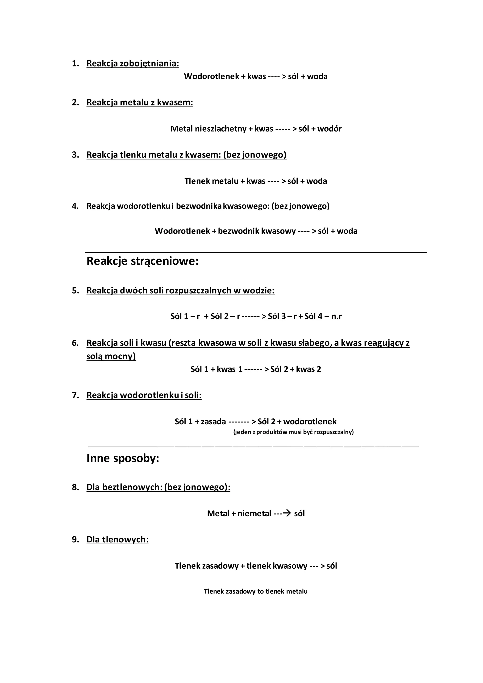 Wszystkie sposoby otrzymywania soli | DOCX | Chemistry | Science