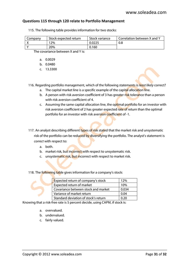 CFA LEVEL 1 mock-exam