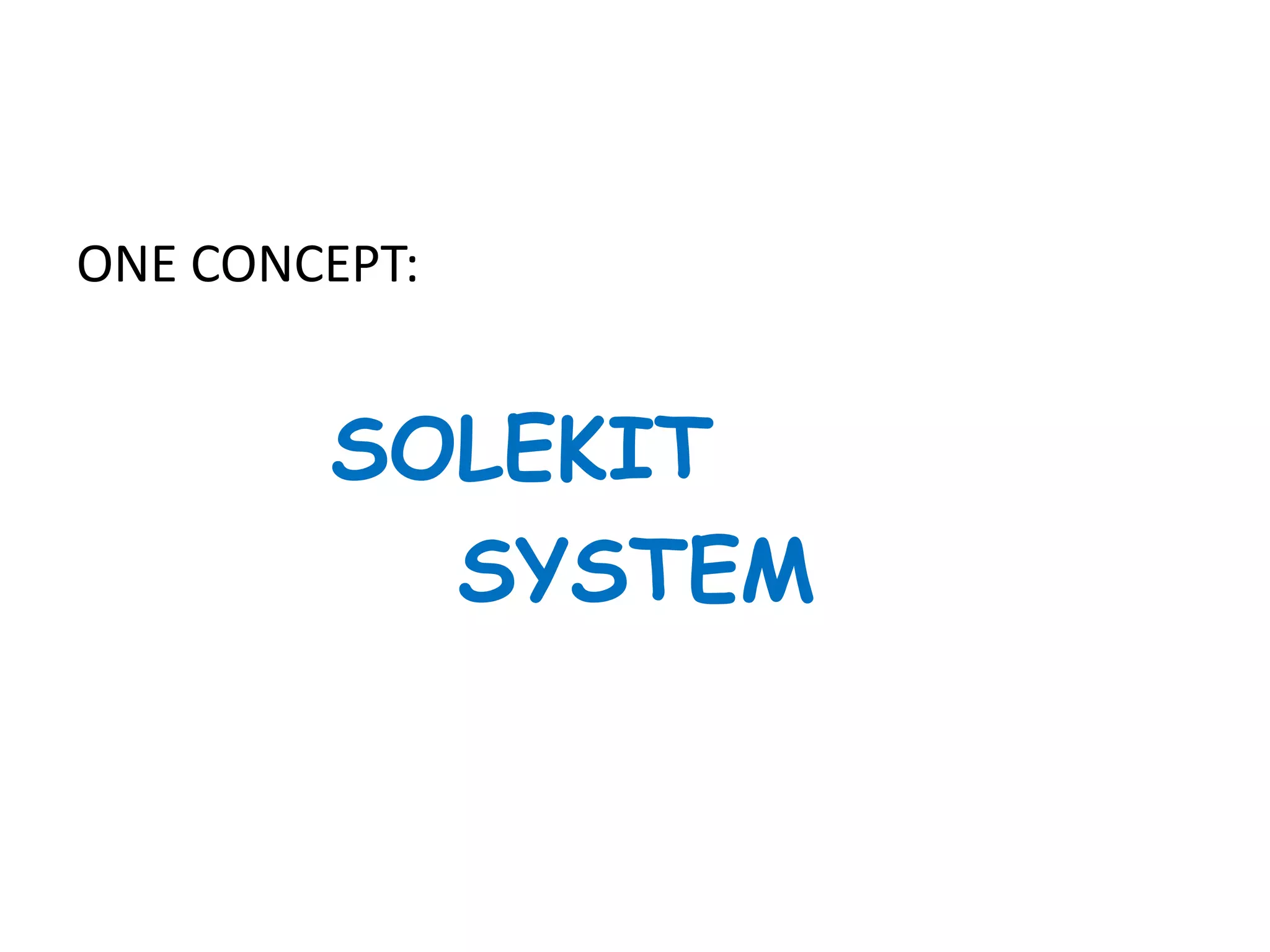 ONE CONCEPT:


        SOLEKIT
          SYSTEM
 