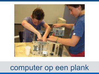 computer op een plank
 