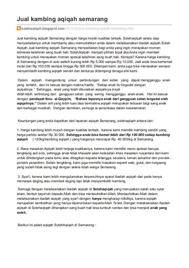 Solehaqiqah.blogspot.com jual kambing aqiqah semarang