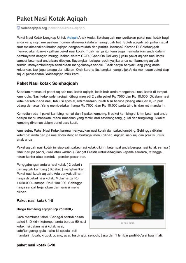 Paket Nasi Kotak Aqiqah