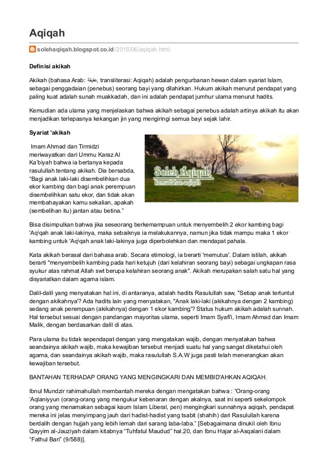 Solehaqiqah Blogspot Co Id Aqiqah