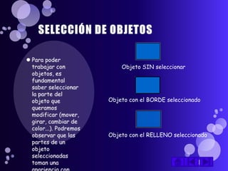 Objeto SIN seleccionar




Objeto con el BORDE seleccionado




Objeto con el RELLENO seleccionado
 