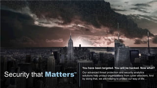 © 2013 Solera Networks25
Security that Matters
You have been targeted. You will be hacked. Now what?
Our advanced threat protection and security analytics
solutions help protect organizations from cyber attackers. And
by doing that, we are helping to protect our way of life…
TM
 