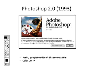 Photoshop 2.0 (1993)

• Paths, que permetien el disseny vectorial.
• Color CMYK

 