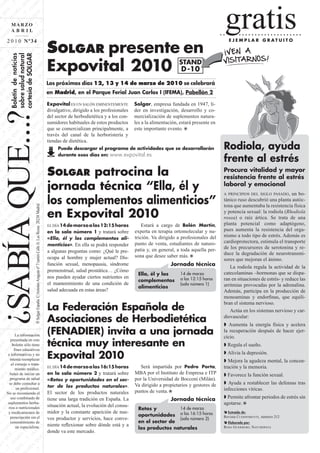 ? QUE BÍA ? ¿S UE… ÍA ¿SA E… A Q SAB …? QU ABÍ ? ¿ UE BÍA ? ¿S UE… ÍA Q ¿SA E… A QU SAB ? QUE ABÍ ? ¿ UE… BÍA ¿salud natural …? QU SAB ? QUE                                                                                                                             gratis
                    ? QUE BÍA ? ¿S UE… ÍA ¿SA E… A Q SAB …? QU ABÍ ? ¿ UE BÍA ? ¿S UE… ÍA Q ¿SA E… A QU SAB ? QUE ABÍ ? ¿ UE… BÍA ¿S E… ÍA Q ¿SA …? QU SAB ? QUE B



                                                     … Q ASolgar ? QUC/Antonio AraguásQnºE (antesACalle J)S LasERozasÍA Q Madrid … A Q SAB …? QU ABÍ ? ¿ UE BÍA ¿S E… ÍA Q ¿SA …? QU SAB ? QUE ABÍ
                              ? QUE BÍA ? ¿S UE… ÍA ¿SA … Q AB ? QU BÍ ? ¿ UE ÍA ¿S E… A Q SA … QU AB ? UE BÍ ? ¿ Boletín de noticias ¿SA …? QU AB ?
                                                                                                                                                                                                     A
                                                                                                                                                                                                    …




                                                                                                                                                                                                    ?
                                  … A Q SAB …? QU ABÍ ? ¿ UE BÍA ¿S E… A Q SA … Q AB …? QU BÍ ? ¿ UE ÍA ¿S E… A Q SA …? QU AB ? QUE BÍA ¿ UE… ÍA ¿S




                                                                                                                                                                                                   …
                                                                                                                                                                            SOLGAR A ¿ E… ÍA ¿S
                                     … Q AB ? QU BÍ ? ¿ UE ÍA ¿S E… A Q SA … Q AB ? U BÍ ? ¿ E ÍA ¿S … A Q SA …? QU SAB ? QUE BÍA ¿ E… ÍA


                                                                                             ? U BÍ ? UE ÍA ¿ E A SA … Q AB ? U BÍ ? UE ÍA ¿S E A Q SA
                                                                                                                                                                                                ¿S




                                                                                                                                                                                              ¿
                                                                         MARZO
                                                                         ABRIL
                                                                                                                                                                                           ÍA




                                                          2 0 1 0 Nº34                                                                                                                   Í                                                                                                         E J E M P L A R G R AT U I T O
                                                                                                                                                                                       E




                                                                                                                                                                                                     SOLGAR presente en
                                                        ? UE ÍA ¿S E… A SA … Q AB ? U BÍ ? ¿ E ÍA ¿S … A Q SA cortesía Bde ? QUE ABÍ




                                                                                                                                                                                                     Expovital 2010 D -10
                                                                                                                                                                                    ¿S
                                                                                                                                                                               … A




                                                                                                                                                                                                                                                                           STAND
                                                                                                                                                                                  BÍ




                                                                                                                                                                                B
                                                                                                                                                                             ÍA
                                                                                                                                                                    BÍ ? ¿ UE
                                                                                                                                                                           …



                                                                                                                                                                      SA …




                                                                                                                                                                                                    Los próximos días 12, 13 y 14 de marzo de 2010 se celebrará
                                                                                                                                                                         E
                                                                                                                                                                      A




                                                                                                                                                                                                    en Madrid, en el Parque Ferial Juan Carlos I (IFEMA), Pabellón 2
                                                                                                                                                               sobre
                                                                                                                                                               ? QU
                                                                                                                                                                   A




                                                                                                                                                           … Q A
                                                                                                                                                                 E




                                                                                                                                                                                                     Expovital ES UN SALÓN EMINENTEMENTE             Solgar, empresa fundada en 1947, lí-
                                                                                                                                                                U
                                                                                                                                                               Q




                                                                                                                                                                                                     divulgativo, dirigido a los profesionales       der en investigación, desarrollo y co-
               ¿SABIA QUE...?

                                                                                                                                                                                                     del sector de herbodietética y a los con-       mercialización de suplementos natura-
                                                                                                                                                                                                     sumidores habituales de estos productos         les a la alimentación, estará presente en
                                                      ? UE ÍA ¿S E… A SA … Q AB ? U BÍ ? ¿ E ÍA ¿S … A Q SA




                                                                                                                                                                                                     que se comercializan principalmente, a          este importante evento.
                                                                                                                                                        S




                                                                                                                                                                                                     través del canal de la herboristería y
                                                                                                                                                                                                     tiendas de dietética.
                                                                                                                                                                                                                                                                                                 Rodiola, ayuda
                                                                                                                                                    A




                                                                                                                                                                                                              Puede descargar el programa de actividades que se desarrollarán
                                                                                                                                                                                                              durante esos días en: www.expovital.es
                                                                                                                                              ¿ E




                                                                                                                                                                                                                                                                                                 frente al estrés
                                                                                                                                               …
                                                                                                                                            …




                                                                                                                                                                                                         SOLGAR patrocina la                                                                     Procura vitalidad y mayor
                                                                                                                                                                                                                                                                                                 resistencia frente al estrés
                                                                                                                                          Í




                                                                                                                                                                                                         jornada técnica “Ella, él y                                                             laboral y emocional
                                                                                                                                  ? U




                                                                                                                                                                                                                                                                                                 A PRINCIPIOS DEL SIGLO PASADO,     un bo-
                                                                                                                                                                                                         los complementos alimenticios”                                                          tánico ruso descubrió una planta autóc-
                                                                                                                                                                                                                                                                                                 tona que aumentaba la resistencia física
                                                                                ? U 7 BÍ ? ¿ U … 28230 ¿SA E
                                                                                                                             B




                                                                                                                                                                                                         en Expovital 2010                                                                       y potencia sexual: la rodiola (Rhodiola
                                                                                                                                                                                                                                                                                                 rosea) o raíz ártica. Se trata de una
                                                                                                                                                                                                         EL DÍA 14 de marzo a las 12:15 horas            Estará a cargo de Belén Martín,         planta potencial como adaptógeno,
                                                                                                                                                                                                         en la sala número 1 y tratará sobre         experta en terapia ortomolecular y nu-      pues aumenta la resistencia del orga-
                                                                                                                                                                                                                                                     trición. Va dirigido a profesionales del    nismo a todo tipo de estrés. Además es
                                                                                                                                                                                                         «Ella, él y los complementos ali-
                                                                                                                                                                                                                                                                                                 cardioprotectora, estimula el transporte
? UE BÍA ? ¿S UE… A SA … Q AB ? U BÍ España E BÍA ¿S … Q A




                                                                                                                                                                                                                                                     punto de venta, estudiantes de naturo-
                   ´




                                                                                                                                                                                                         menticios». En ella se podrá responder
                                                                                                                                                                                                                                                     patía y, en general, a toda aquella per-    de los precursores de serotonina y re-
                                                                                                                                                                                                         a algunas preguntas como: ¿Qué le pre-                                                  duce la degradación de neurotransmi-
                                                                                                                                                                                                         ocupa al hombre y mujer actual? Dis-        sona que desee saber más.
                                                                                                                                                                                                                                                                                                 sores que mejoran el ánimo.
                                                                                                                                                                                                         función sexual, menopausia, síndrome                          Jornada técnica              La rodiola regula la actividad de la
                                                                                                                                                                                                         premenstrual, salud prostática… ¿Cómo
                            ? QU B ? UE ÍA ¿ E A S … Q A




                                                                                                                                                                                                                                                       Ella, él y los       14 de marzo          catecolaminas –hormonas que se dispa-
                                                                                                                                                                                                         nos pueden ayudar ciertos nutrientes en                            a las 12:15 horas    ran en situaciones de estrés- y reduce las
                                                                                                                                                                                                                                                       complementos
                                                                                                                                                                                                         el mantenimiento de una condición de                               (sala número 1)      arritmias provocadas por la adrenalina.
                                                                                                                                                                                                                                                       alimenticios
                                                                                                                                                                                                         salud adecuada en estas áreas?                                                          Además, participa en la producción de
                                                                        A




                                                                                                                                                                                                                                                                                                 monoaminas y endorﬁnas, que equili-
                                                                                                                                                                                                                                                                                                 bran el sistema nervioso.
                                                                                                                                                                                                         La Federación Española de
                                                                  ¿




                                                                                                                                                                                                                                                                                                    Actúa en los sistemas nervioso y car-
                                            ? UE BÍA ¿S …




                                                                                                                                                                                                                                                                                                 diovascular:
                                                                                                                                                                                                         Asociaciones de Herbodietética                                                             Aumenta la energía física y acelera

                                                               La información                                                                                                                            (FENADIER) invita a una jornada                                                         la recuperación después de hacer ejer-
                                                                                                                                                                                                                                                                                                 cicio.
                                                            presentada en este
                                                             boletín sólo tiene                                                                                                                          técnica muy interesante en                                                                Regula el sueño.
                                                   B




                                                              fines educativos
                                                 Q




                                                                                                                                                                                                                                                                                                   Alivia la depresión.
                                                          e informativos y no
                                                                                                                                                                                                         Expovital 2010
                                              ¿S




                                                           intenta reemplazar
                                            Q




                                                                                                                                                                                                                                                                                                   Mejora la agudeza mental, la concen-
                                                            el consejo o trata-
                              BÍ ? ¿ UE BÍA




                                                               miento médico.                                                                                                                            EL DÍA 14 de marzo a las 16:15 horas           Será impartida por Pedro Porta,          tración y la memoria.
                                … Q A




                                                           Antes de iniciar un                                                                                                                           en la sala número 2 y tratará sobre         MBA por el Instituto de Empresa e ITP         Favorece la función sexual.
                                                           programa de salud                                                                                                                             «Retos y oportunidades en el sec-           por la Universidad de Bocconi (Milán).
                                      A




                                                           se debe consultar a                                                                                                                                                                       Va dirigido a propietarios y gestores de      Ayuda a restablecer las defensas tras
                                                                                                                                                                                                         tor de los productos naturales».
                                                               un profesional.
                                                                                                                                                                                                                                                     puntos de venta.                            infecciones víricas.
                                   A




                                                         No se recomienda el                                                                                                                             El sector de los productos naturales
                                ¿S




                                                            uso combinado de                                                                                                                             tiene una larga tradición en España. La                       Jornada técnica             Permite afrontar periodos de estrés sin
                              A
  ? UE BÍA ¿S …


                            A




                                                                                                                                                                                                                                                                                                 agotarse.
                           ¿S




                                                          suplementos herba-
                         ¿S




                                                                                                                                                                                                         situación actual, la evolución del consu-
           BÍ ? ¿ UE BÍA




                                                          rios o nutricionales                                                                                                                                                                         Retos y         14 de marzo
              … Q A




                                                                                                                                                                                                         midor y la constante aparición de nue-
                  SA …

                      Q




                                                          y medicamentos de                                                                                                                                                                                                                        Extraído de:
                     A




                                                                                                                                                                                                                                                       oportunidades a las 16:15 horas
              ¿S E… A




  BÍ ? ¿ UE BÍA




                                                            prescripción sin el                                                                                                                                                                                                                  Revista CUERPOMENTE, número 212
                                                                                                                                                                                                         vos productor y servicios, hace conve-                        (sala número 2)
                                                            consentimiento de                                                                                                                                                                          en el sector de
             SA …




                                                                                                                                                                                                                                                                                                   Elaborado por:
                  Q




                                                               un especialista.                                                                                                                          niente reﬂexionar sobre dónde está y a                                                  ROSA GUERRERO, NATURÓPATA
                                                                                                                                                                                                                                                       los productos naturales
                A




                                                                                                                                                                                                         donde va este mercado.
               Q
    E… A
                                       Q

         A



       Q
      ¿S
                           A




    ¿S
    A
               BÍ



  U
Q

A
 