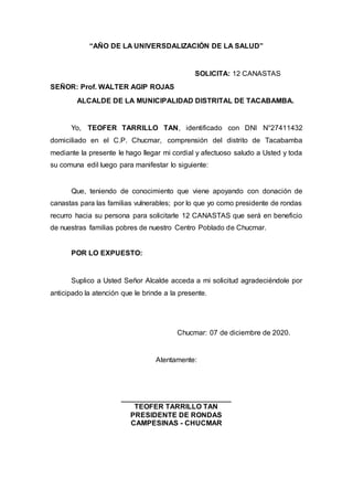 Solicita donacion de canastas Solicita Donacion De Canastas