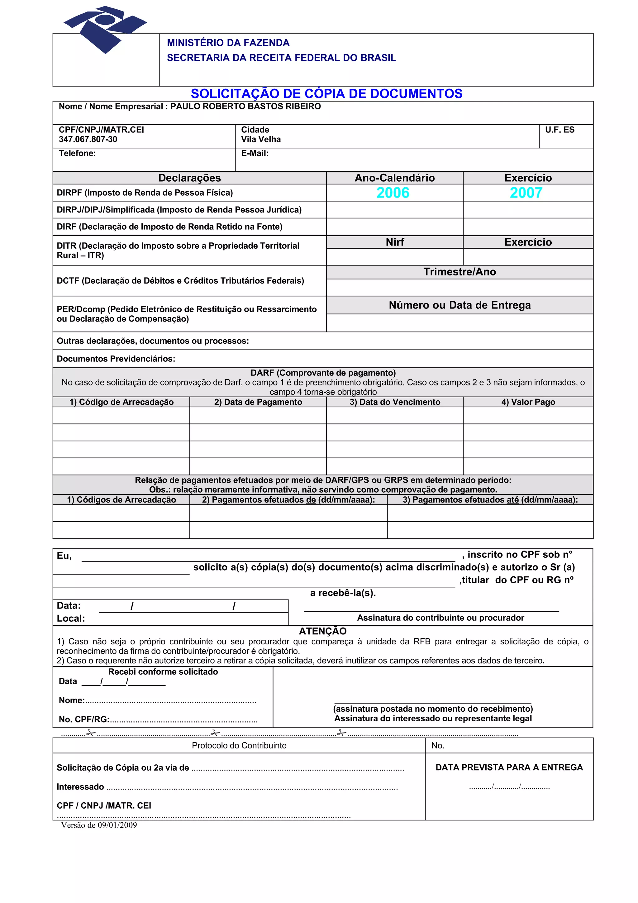 Solicitação de copia documento | PDF