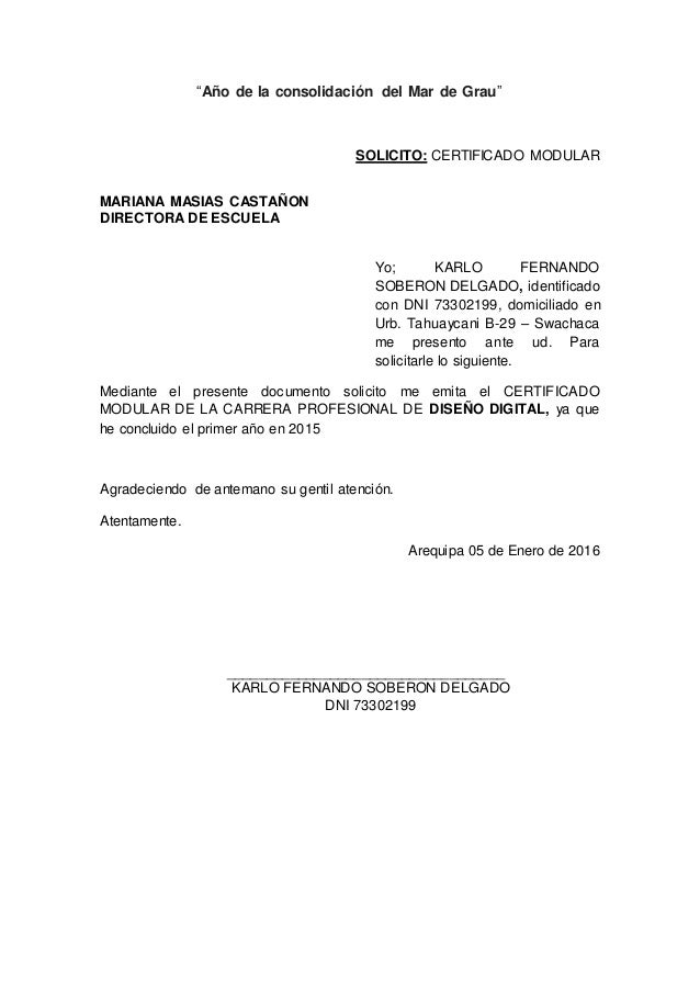 Solicito certificado modular