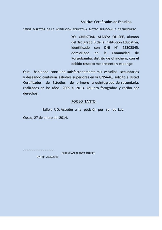 Modelo De Solicitud Certificado De Estudios Actualizado Noviembre ...