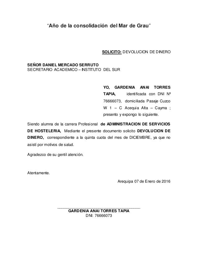 Documento Devolucion Dinero