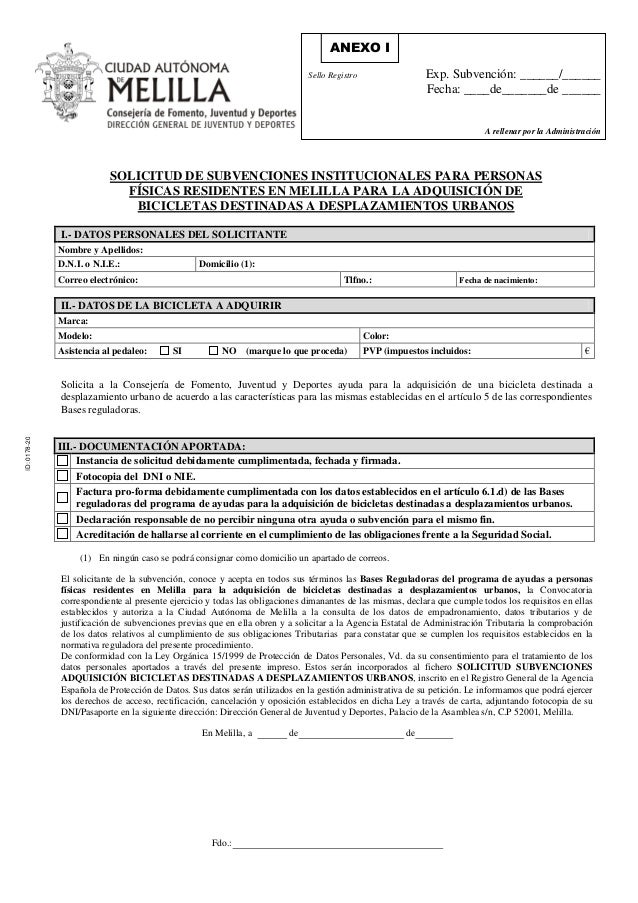 Solicitud De Subvencion Para Bicicletas