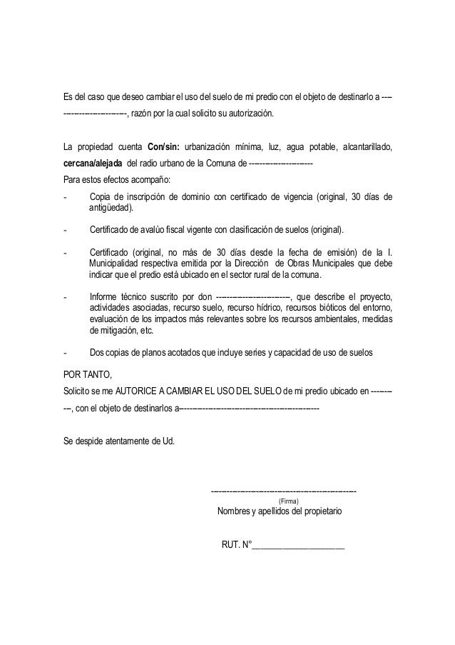 Ejemplo De Solicitud De Permiso De Uso De Suelo - Ejemplo ...