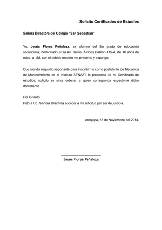Solicitud Certificado De Estudios