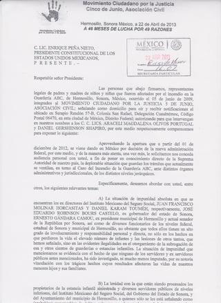 Solicitud de audiencia a Presidente Enrique Peña Nieto, 22 abril 2013