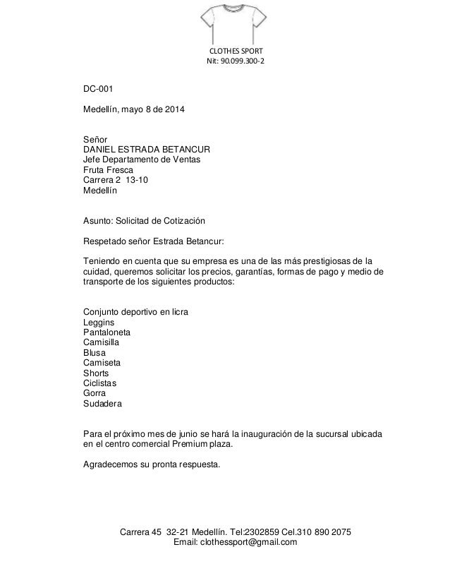 Solicitud de cotizacion