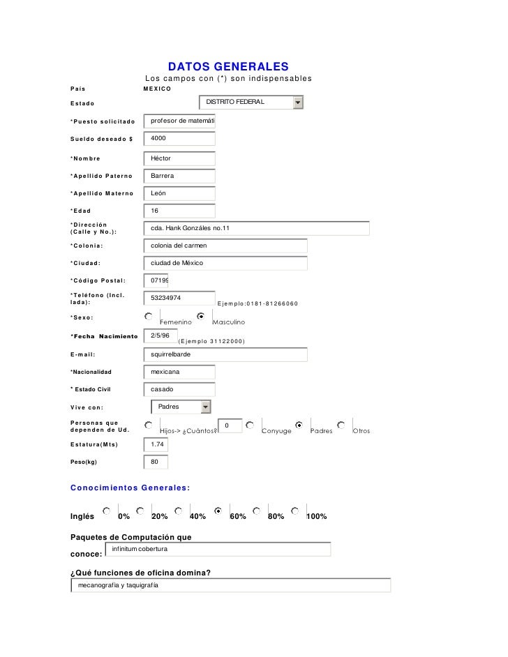 Solicitud de empleo