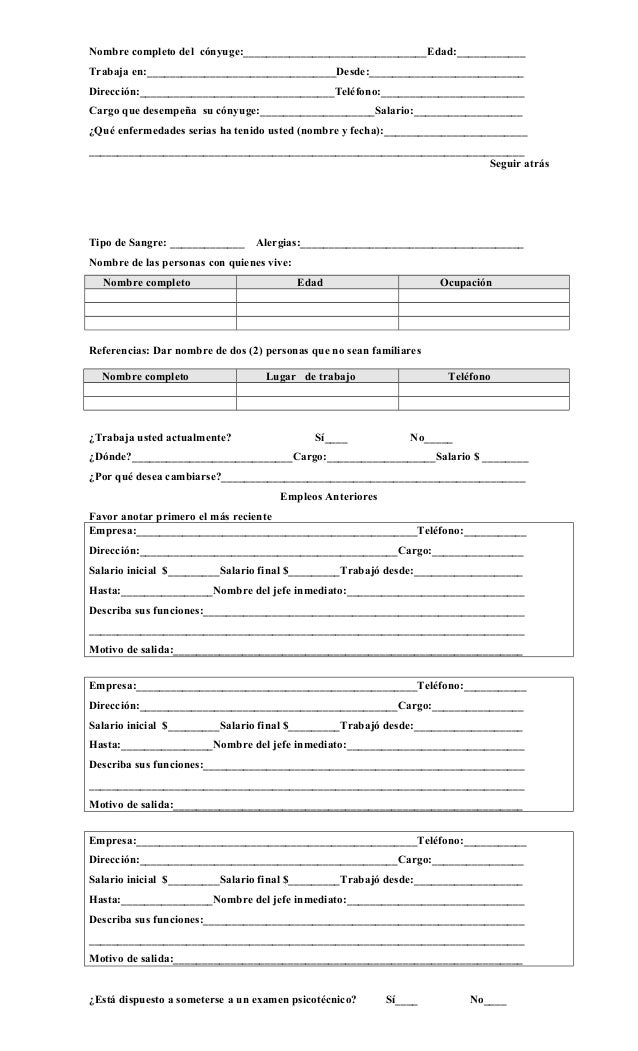 Solicitud de empleo