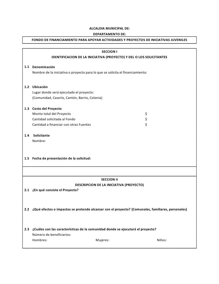Solicitud De Fondos Para Iniciativas Juveniles
