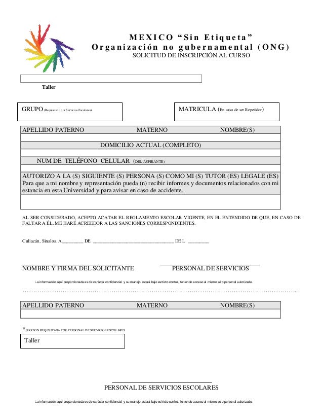 Solicitud de inscripcion