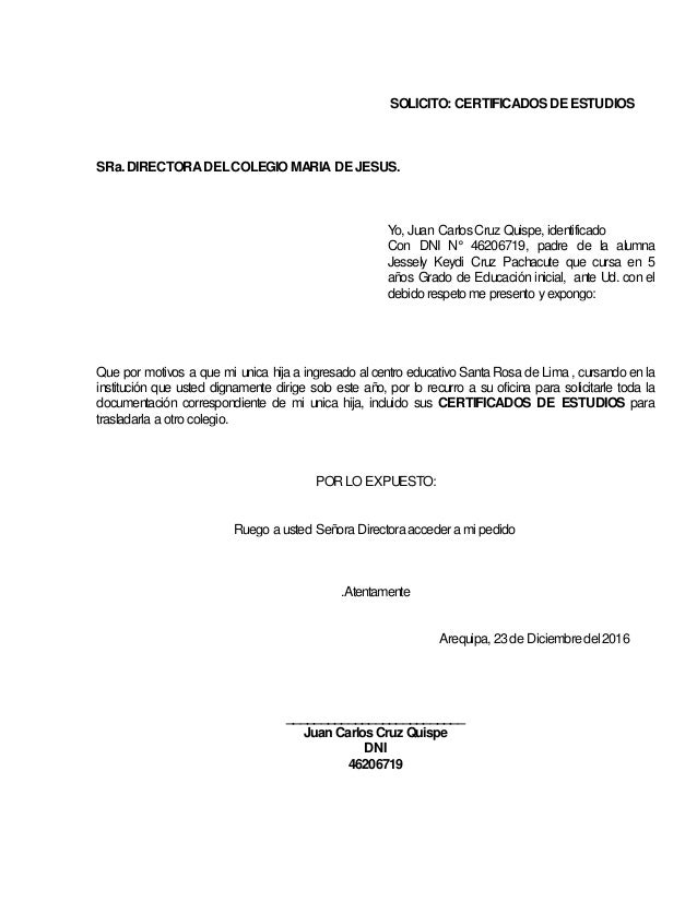 Solicitud de traslado de jessely