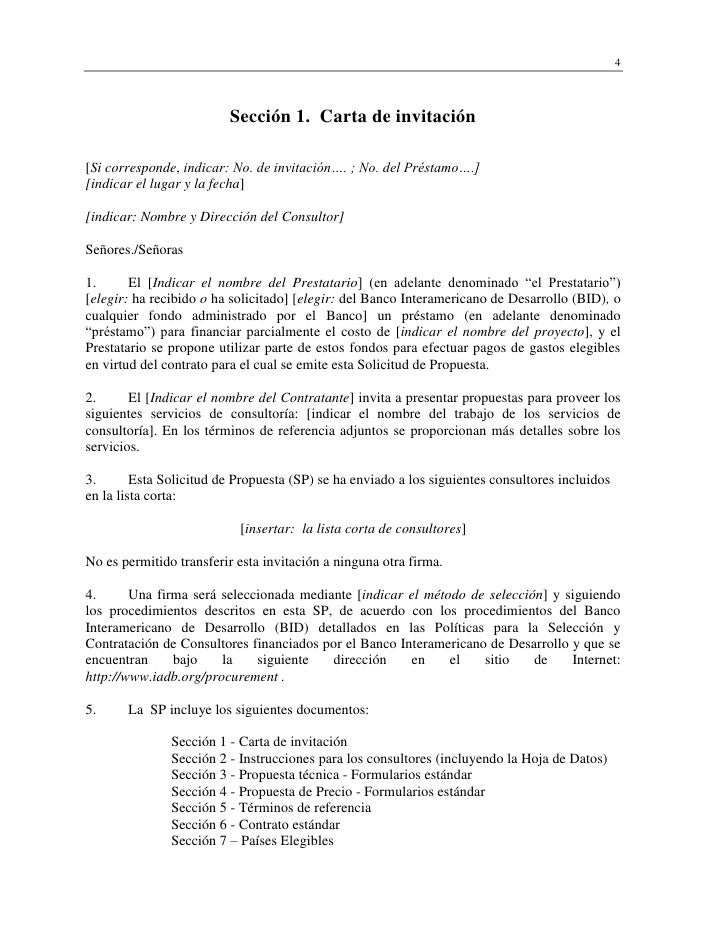 Solicitud estandar de propuestas BID