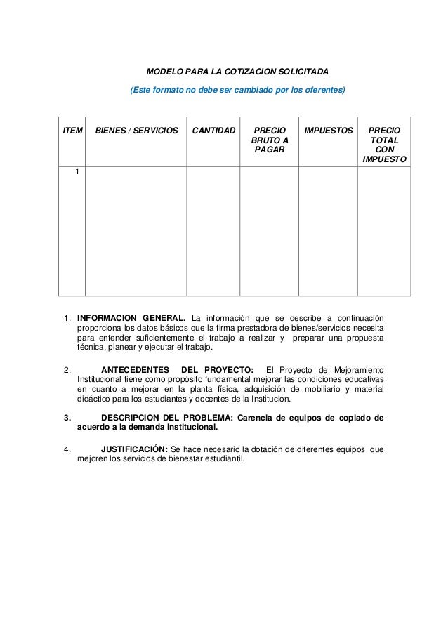 formatos cotizaciones de servicios