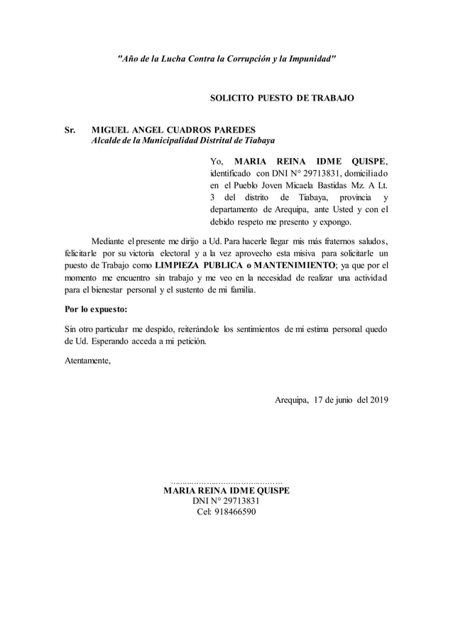 Modelo De Carta De Solicitud De Cambio De Puesto De T vrogue.co