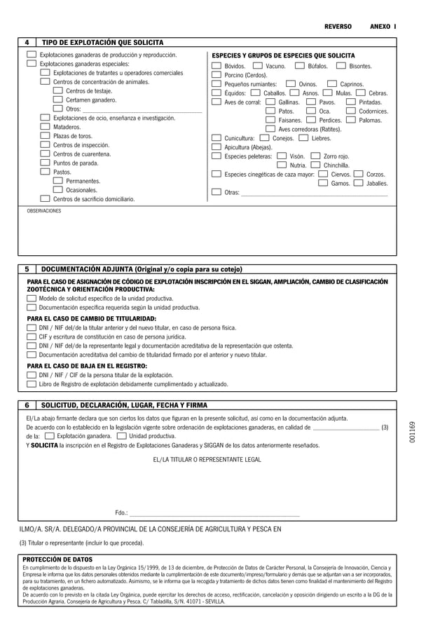 Solicitud registro explotaciones ganaderas Solicitud registro explotaciones ganaderas