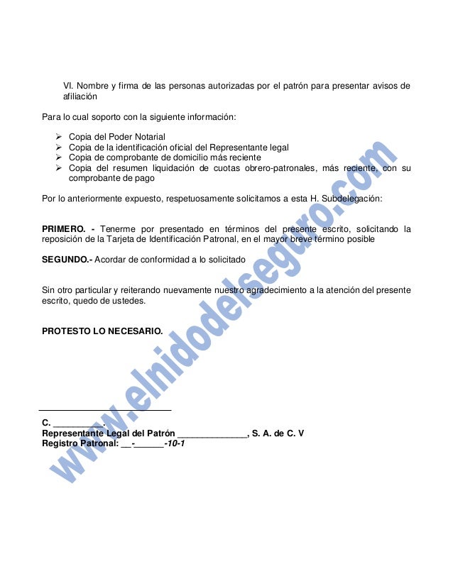 Reposición Tarjeta Patronal IMSS (Machote) Formulario