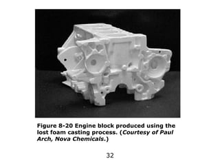 32
Figure 8-20 Engine block produced using the
lost foam casting process. (Courtesy of Paul
Arch, Nova Chemicals.)
 