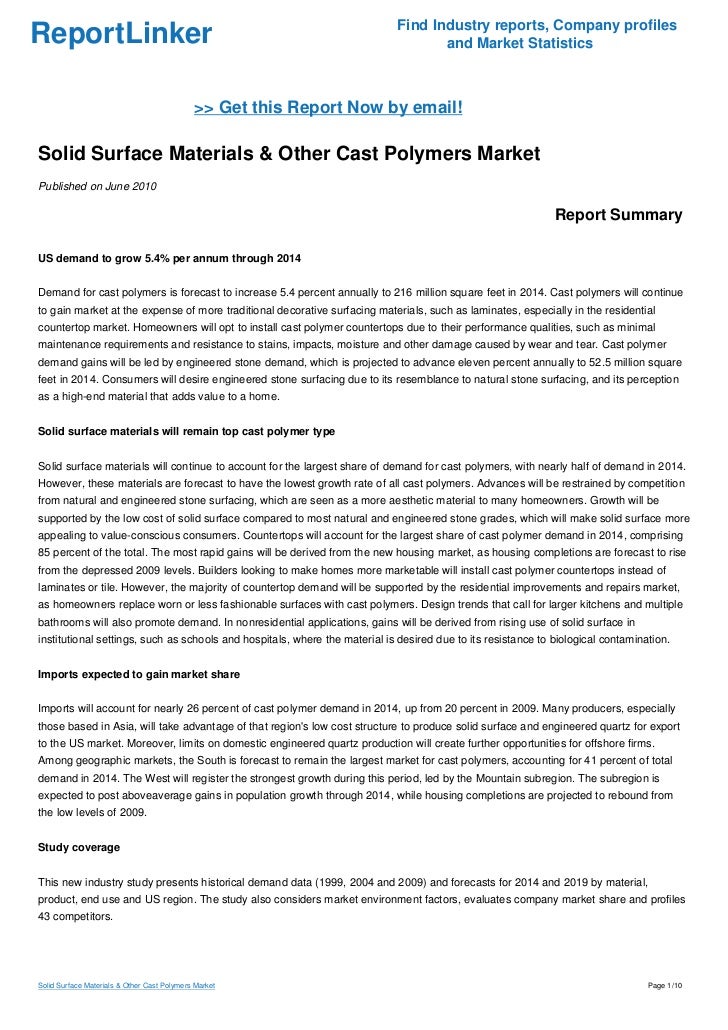 Solid Surface Materials Other Cast Polymers Market