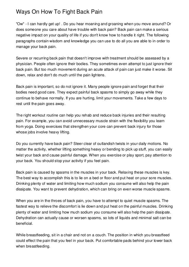 Ways On How To Fight Back Pain