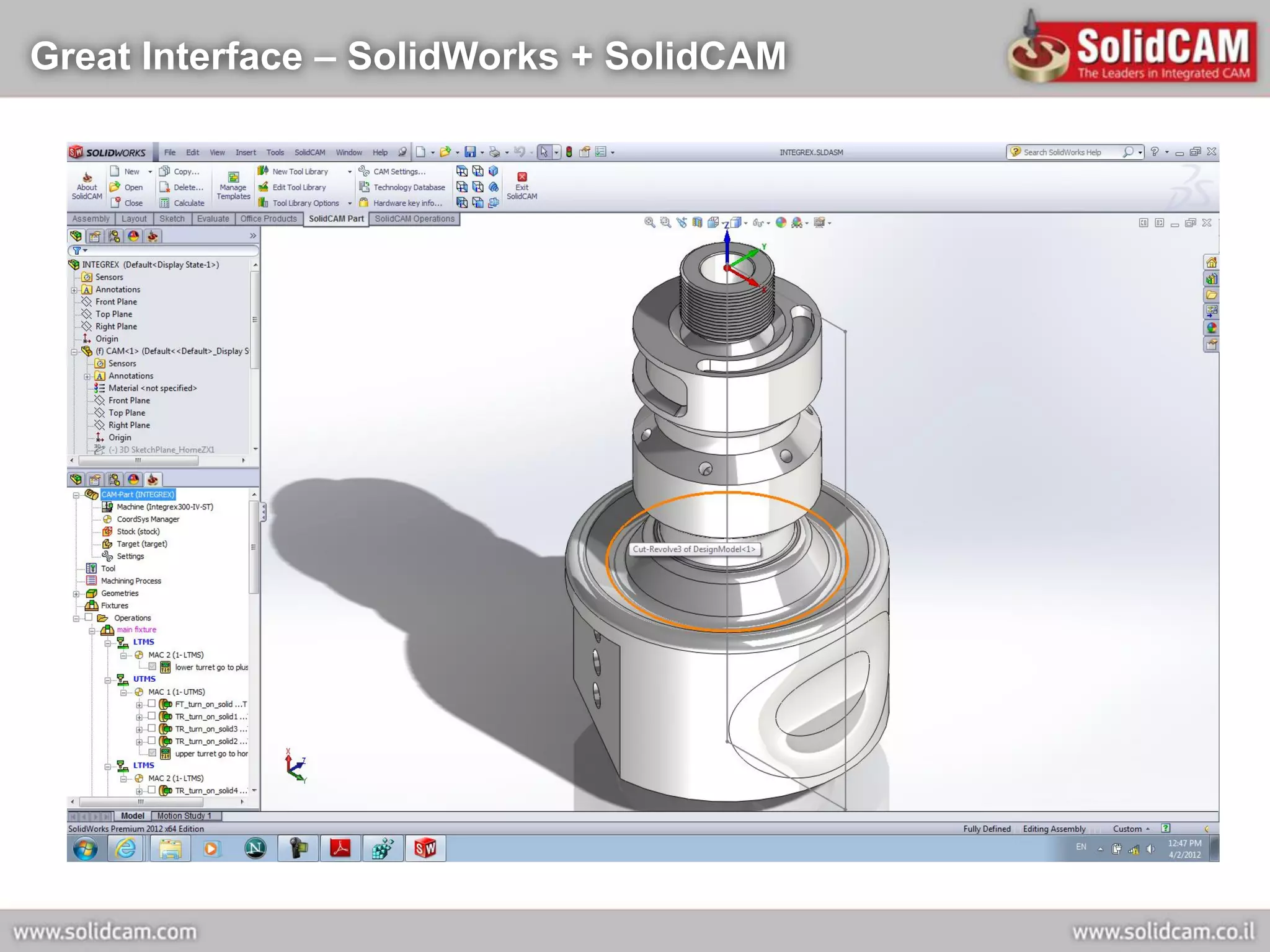 Great Interface – SolidWorks + SolidCAM
 