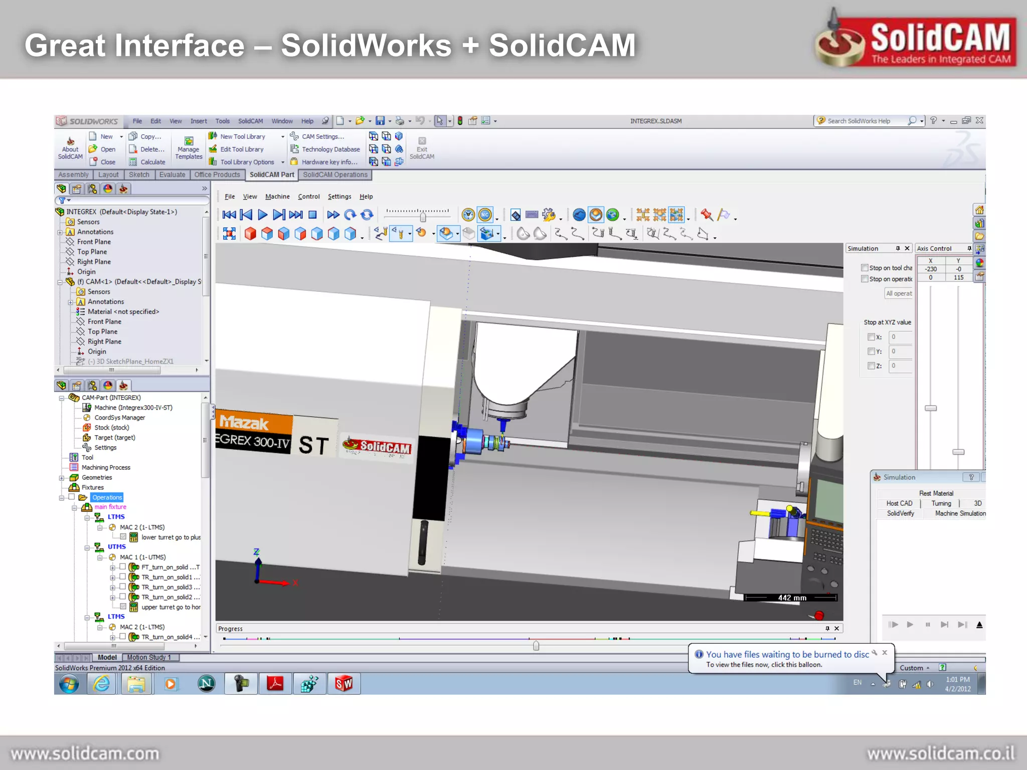 Great Interface – SolidWorks + SolidCAM
 