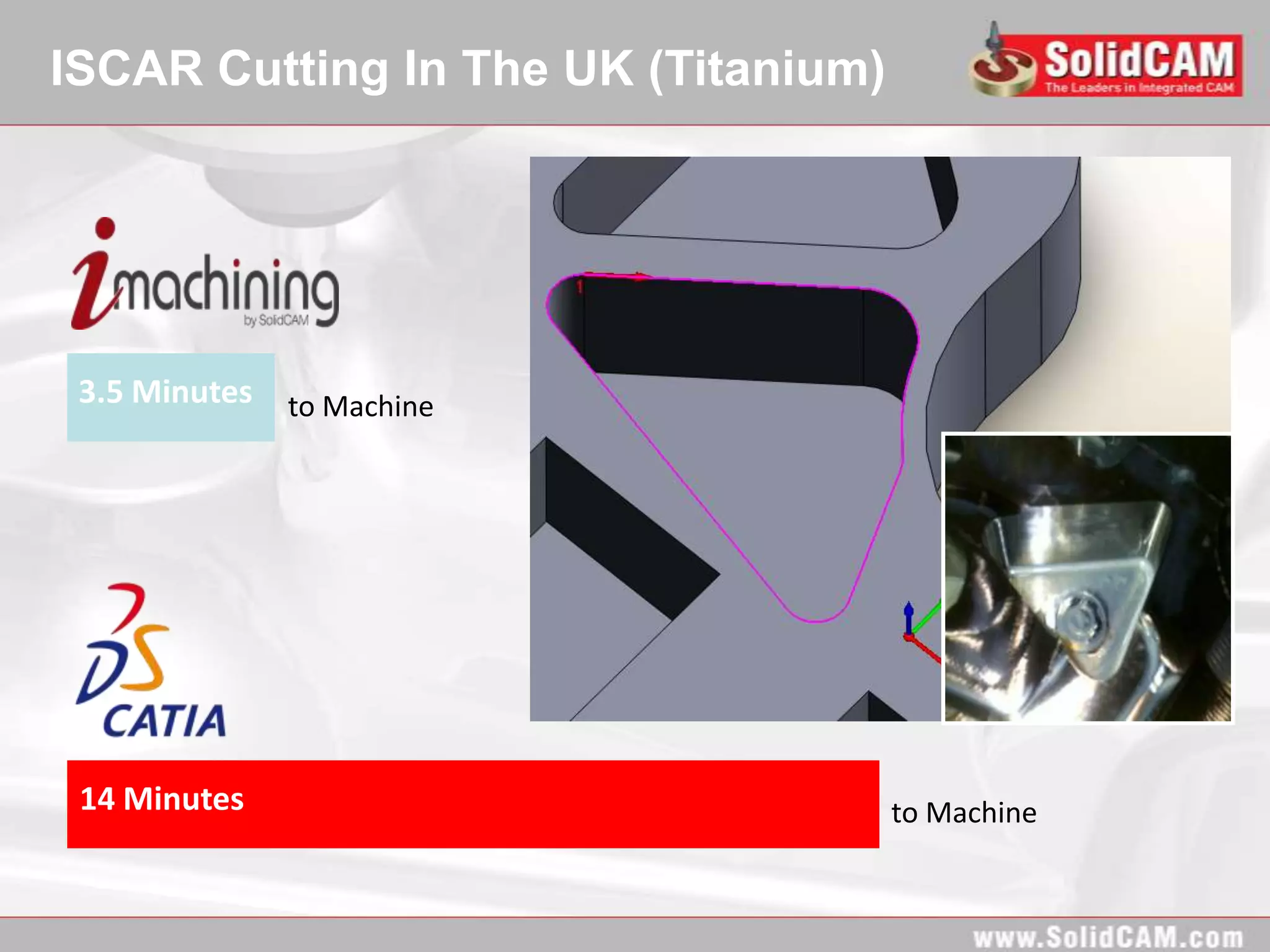 ISCAR Cutting In The UK (Titanium)




 3.5 Minutes to Machine




 14 Minutes                          to Machine
 