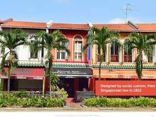 35Shop Houses, Singapore 2013. Photo by Peter Morgan.
Nationalism
Designed by social custom, then
Singaporean law in 1822
 