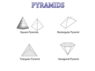Square Pyramids      Rectangular Pyramid




Triangular Pyramid   Hexagonal Pyramid
 