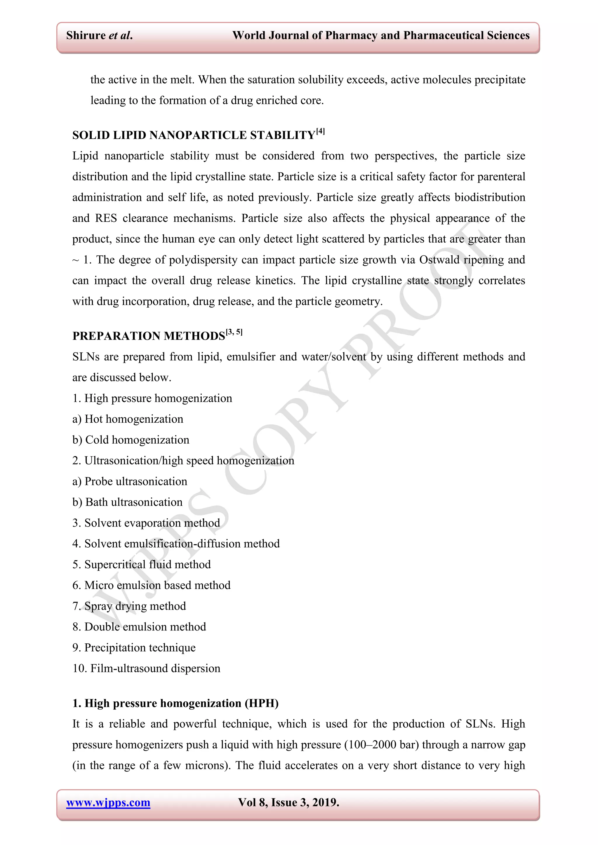 Solid lipid nanoparticles review published | PDF