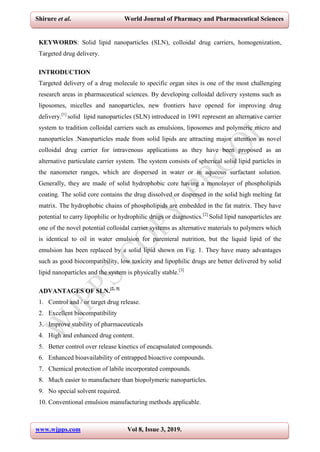 Solid lipid nanoparticles review published | PDF