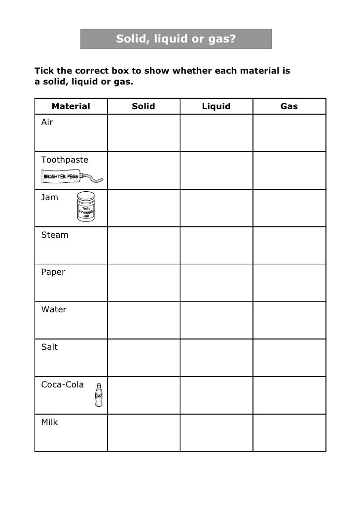 Solid, Liquid & Gas Properties