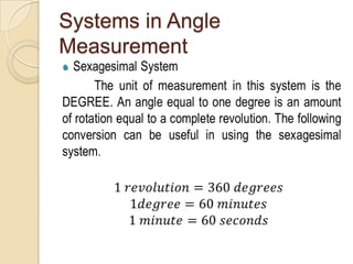 Systems in Angle
Measurement


 